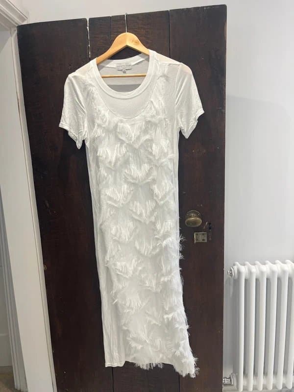 Never Fully Dressed Never Fully Dressed white feather t shirt dress