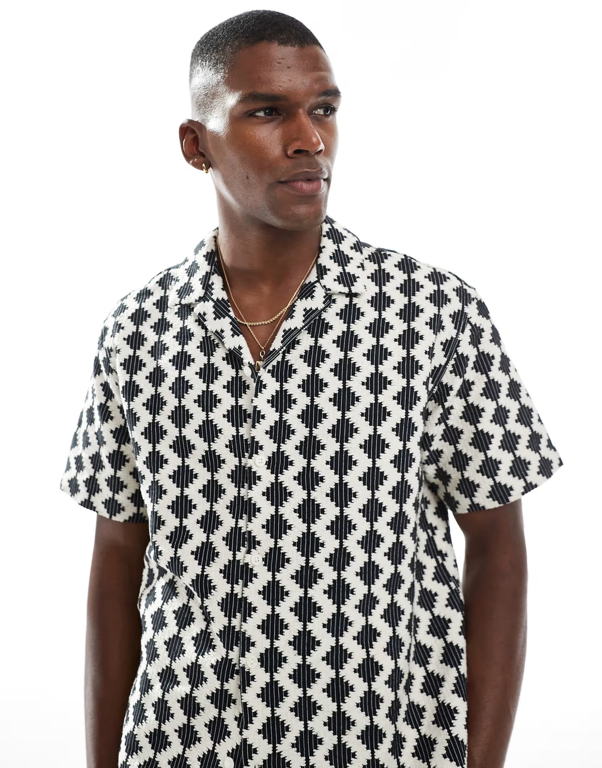 ASOS Jack & Jones texture shirt in black