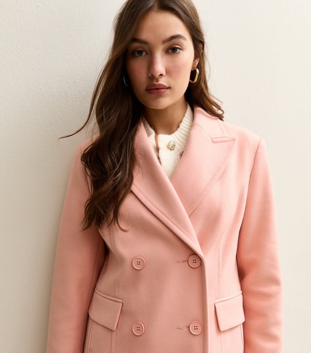 New Look Women's Pale Pink Double Breasted Midi Coat New Look - 3
