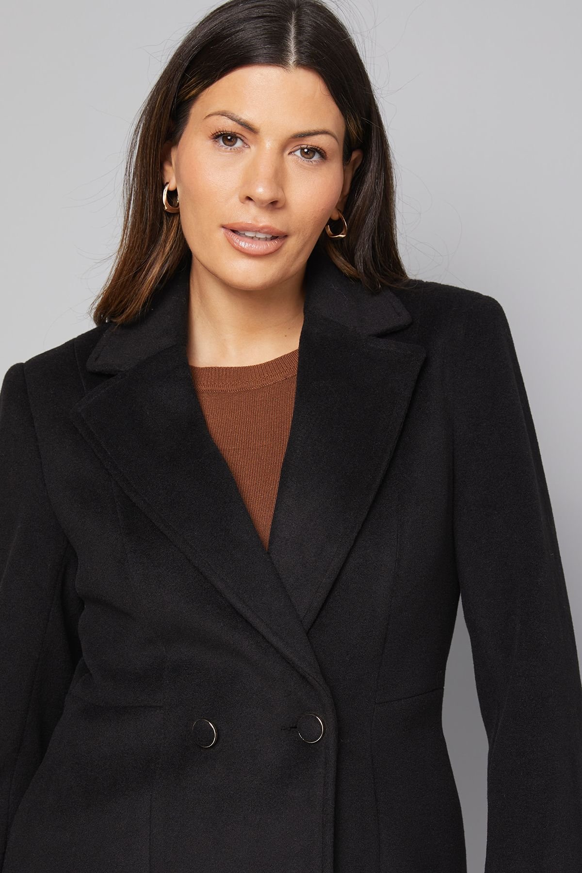 Wallis Wallis Women's Double Breasted Puff Shoulder Jacket in Black - 3