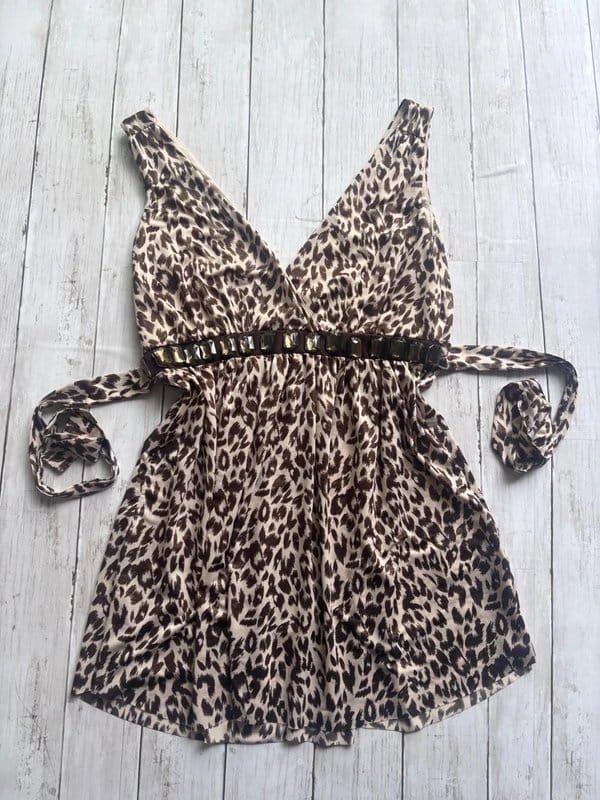 New Look Old Label New Look Leopard Print Embellished Top UK 12 – Y2K Glam Party Style - 1