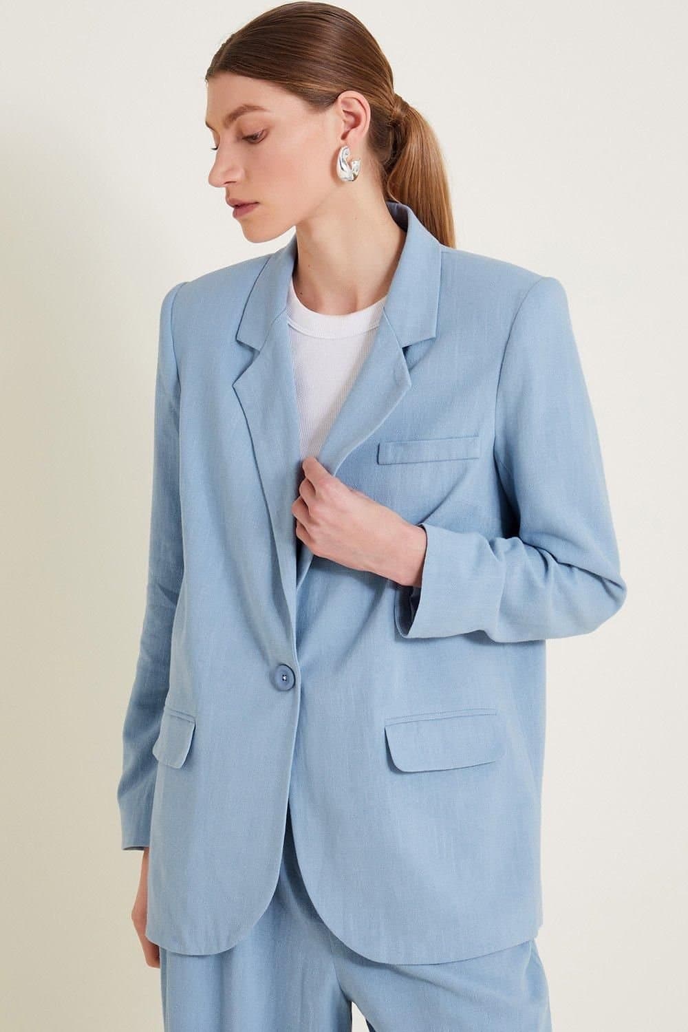 Monsoon Monsoon Women's Blue Linen Blazer