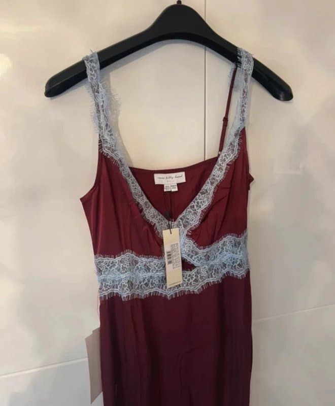 Never Fully Dressed Never fully dress burgundy and blue lace cut out dress