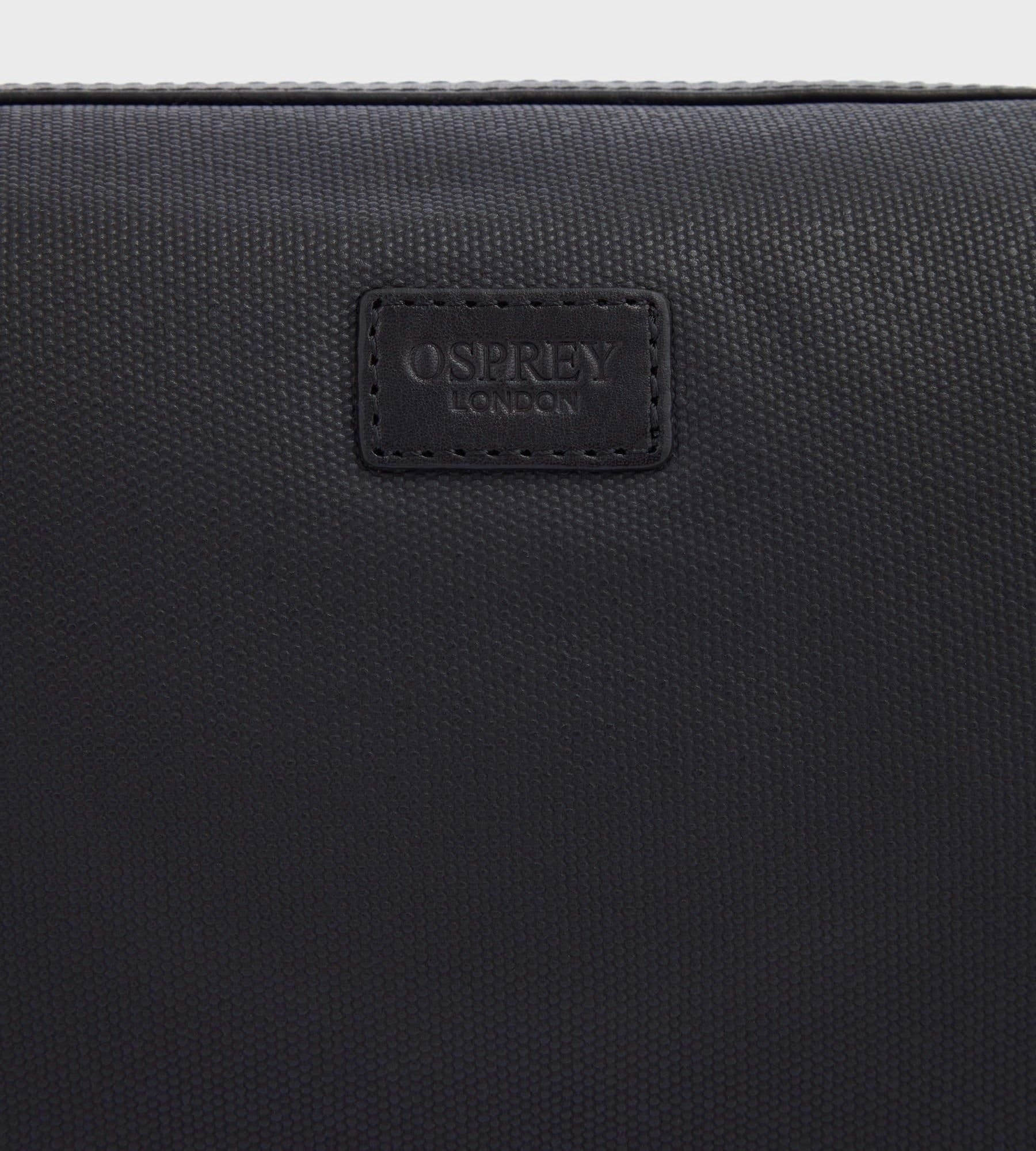 OSPREY LONDON OSPREY LONDON Men's The Large Grantham Waxed Canvas & Leather Washbag in Black - 4