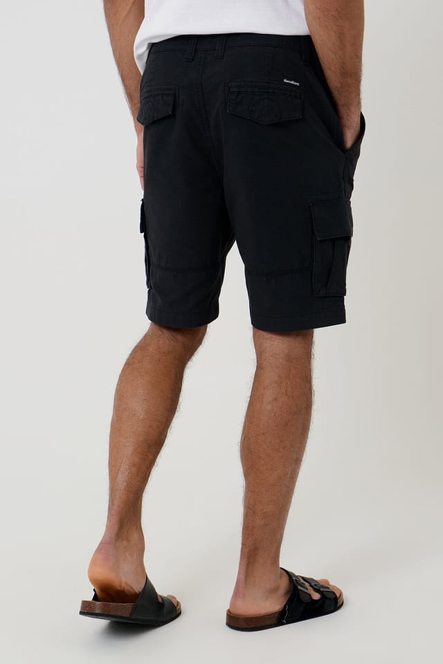 Threadbare Threadbare Men's 'Manchester' Cotton Cargo Shorts in Black - 2