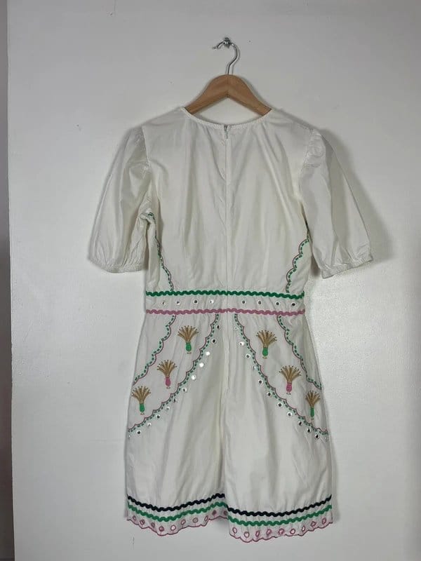 Never Fully Dressed White Embellished Embroidered Dress - Size 10
