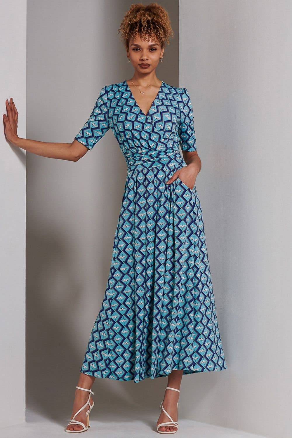 Jolie Moi Jolie Moi Women's Bree Half Sleeve Jersey Maxi Dress in Green