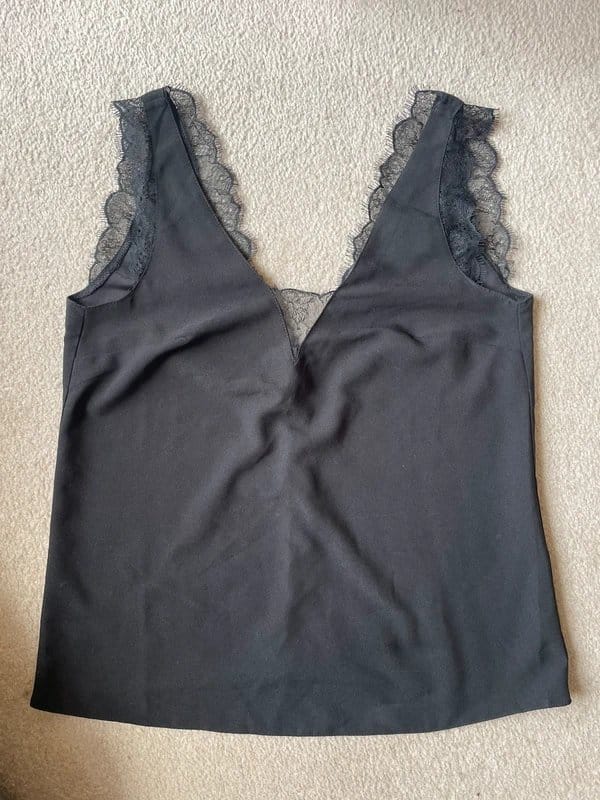 ASOS ASOS Black Lace Trim Button Back Detail Top - 1