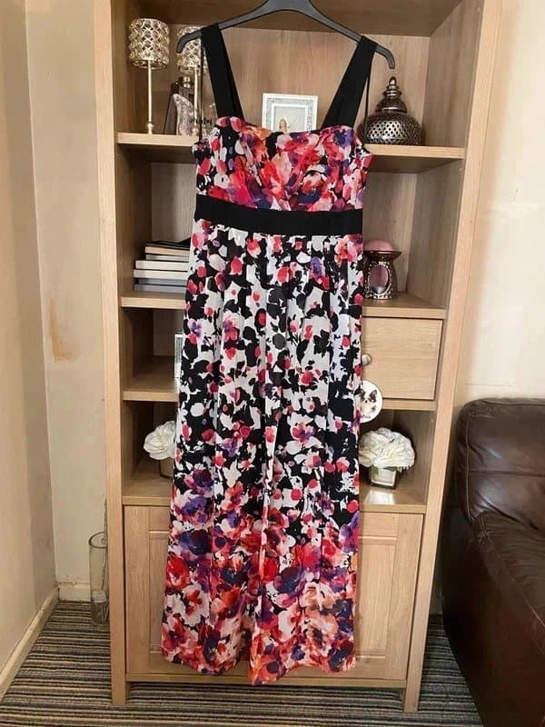 Monsoon 🌺 Vintage Monsoon Chiffon Floral Maxi Dress - Size 12- Y2K Glamour