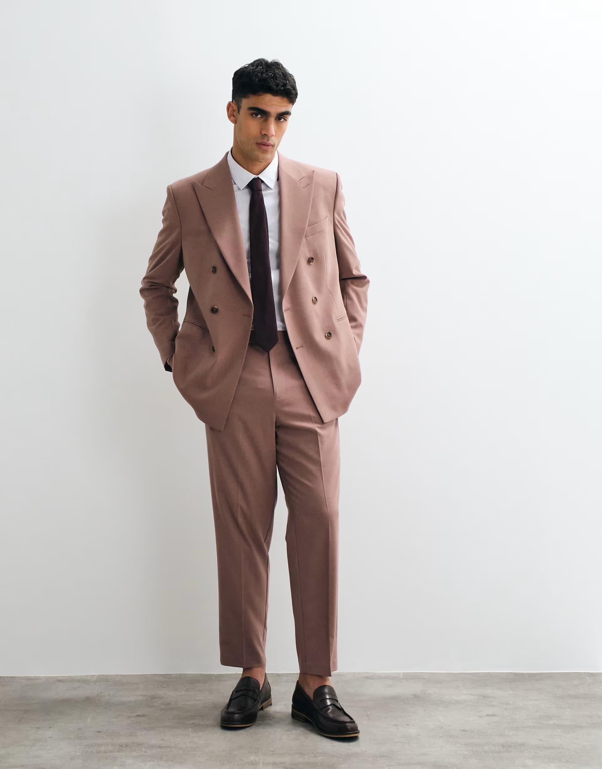 ASOS ASOS DESIGN carrot fit suit trousers in burgundy