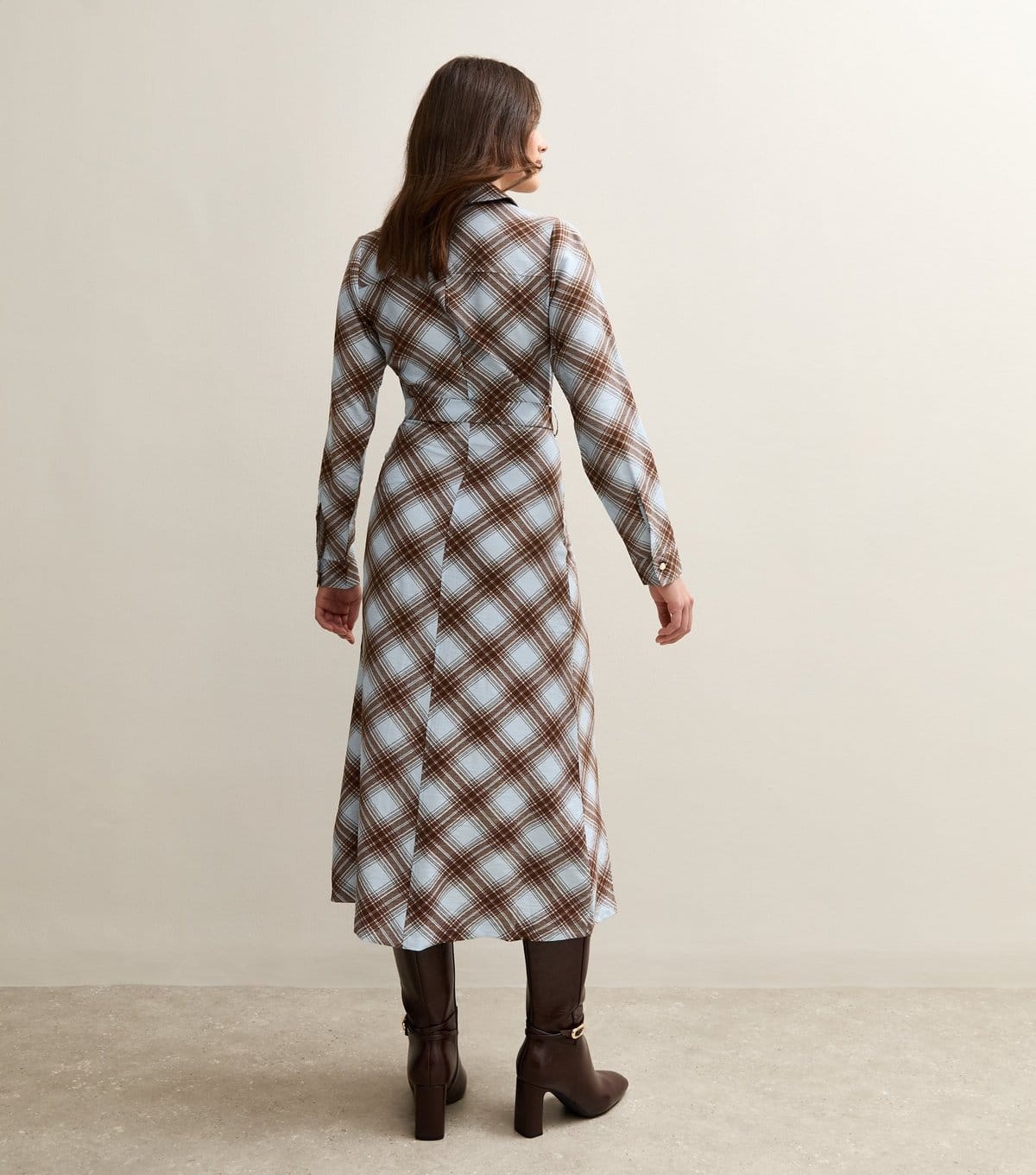 New Look Women's Blue Checked Belted Midi Shirtdress New Look - 4