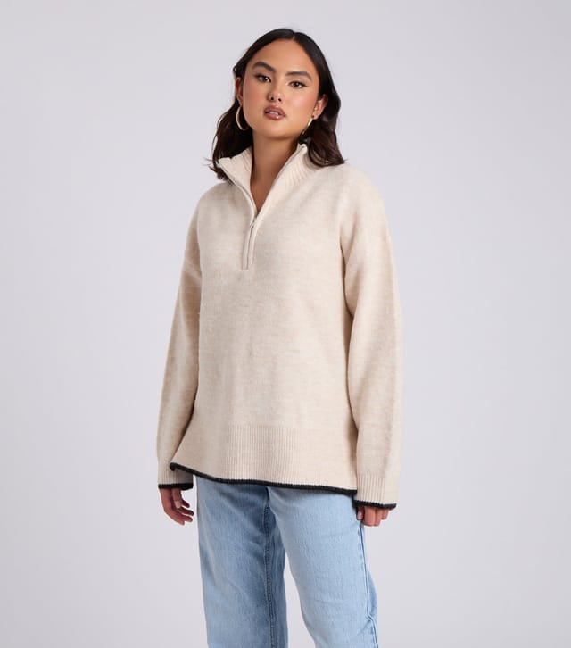 Urban Bliss Women's Cream Half Zip Jumper Urban Bliss New Look - 2