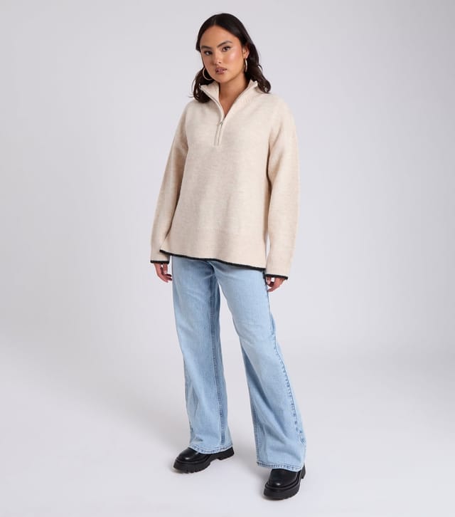 Urban Bliss Women's Cream Half Zip Jumper Urban Bliss New Look - 3