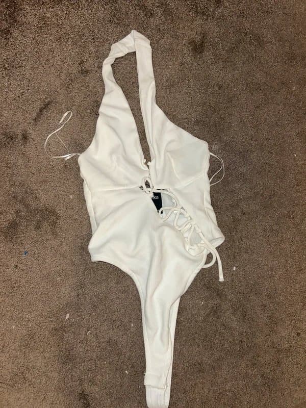 Bershka Bershka white halter neck bodysuit