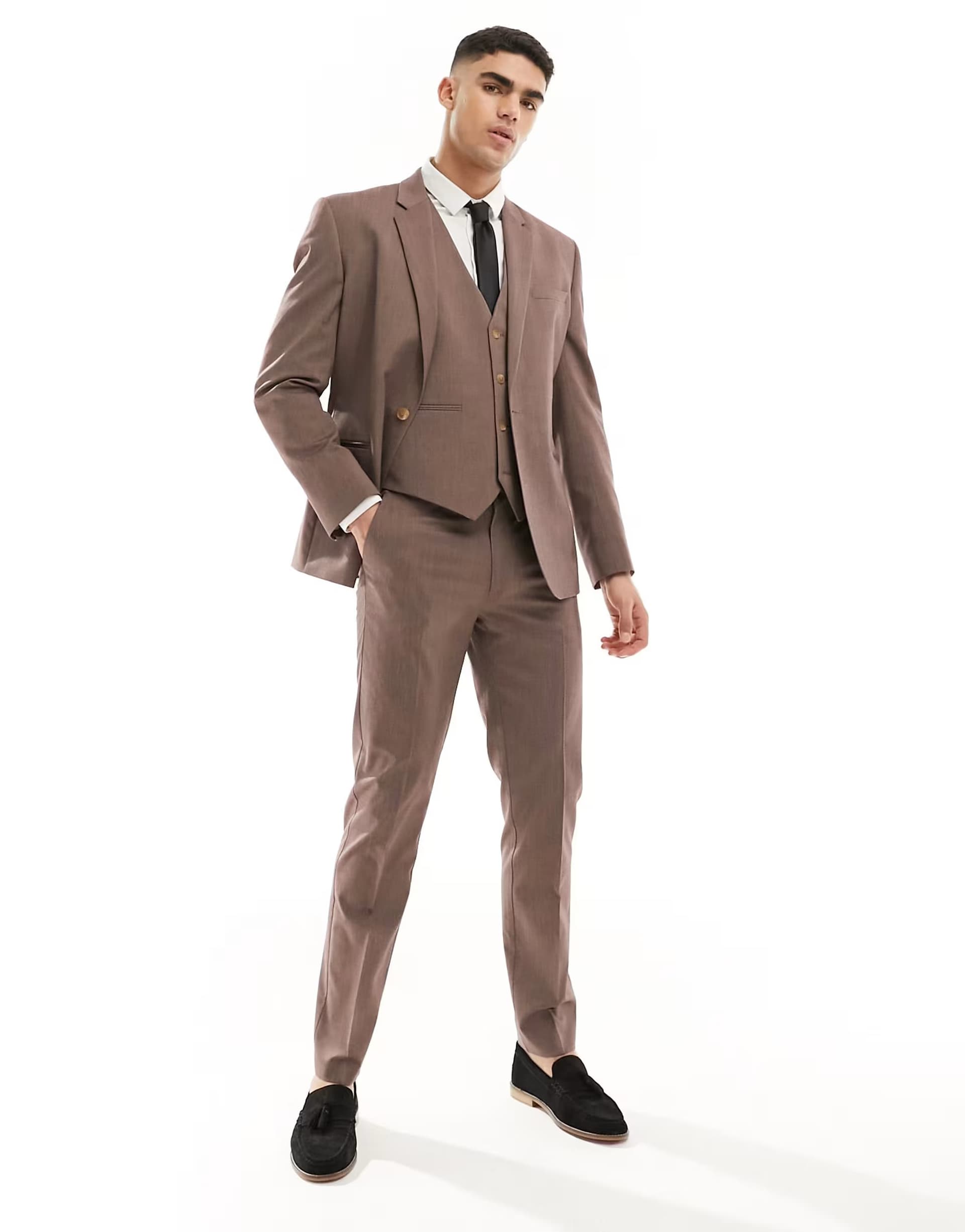 ASOS ASOS DESIGN slim suit jacket in brown
