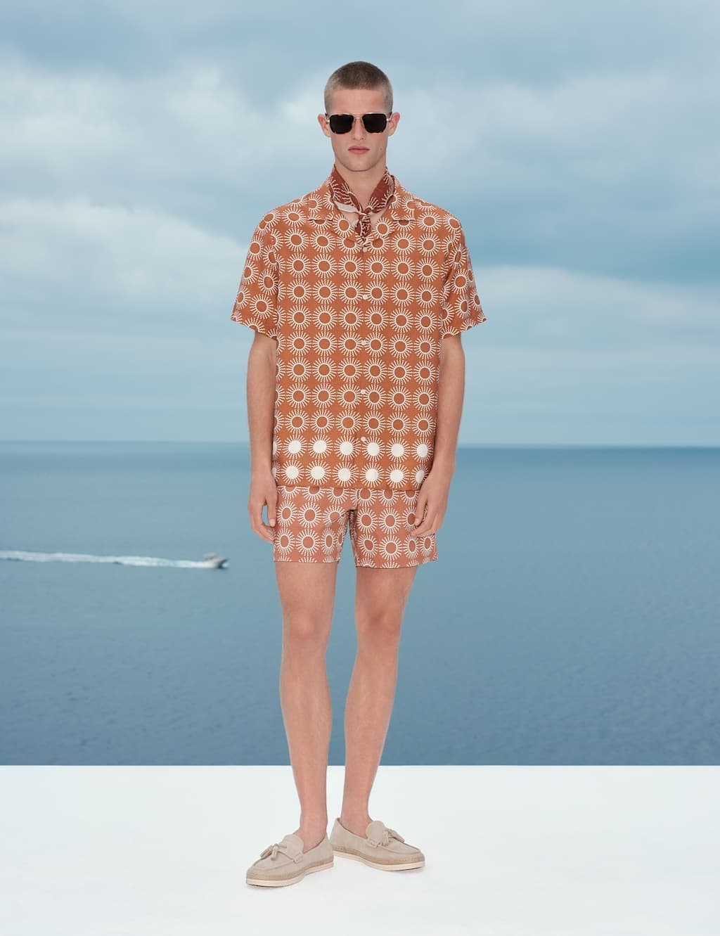 Marks & Spencer M&S Orange Mix Printed Short Sleeve Shirt