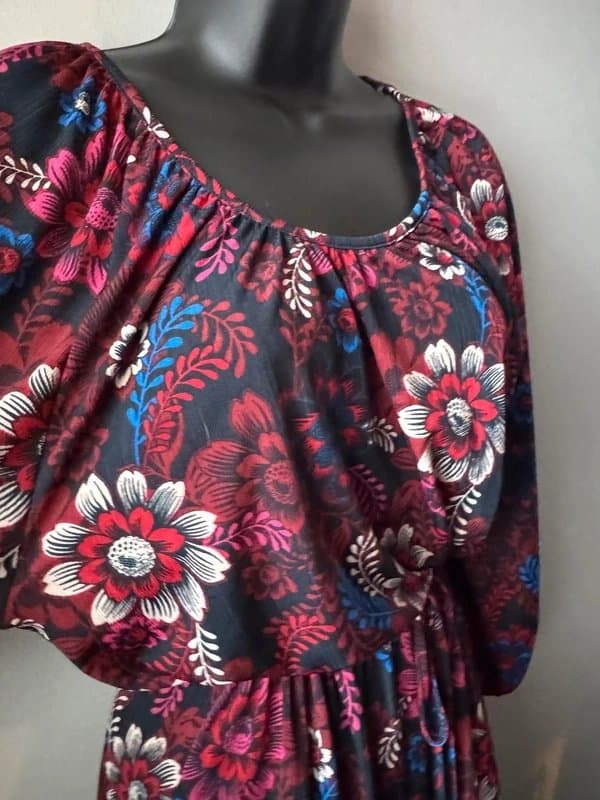 Next Next petite 10 Floral Print Long Sleeve Dress with Elastic Waist