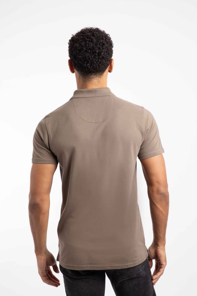 Weird Fish Weird Fish Men's Miles Pique Polo Shirt in Bronze - 3