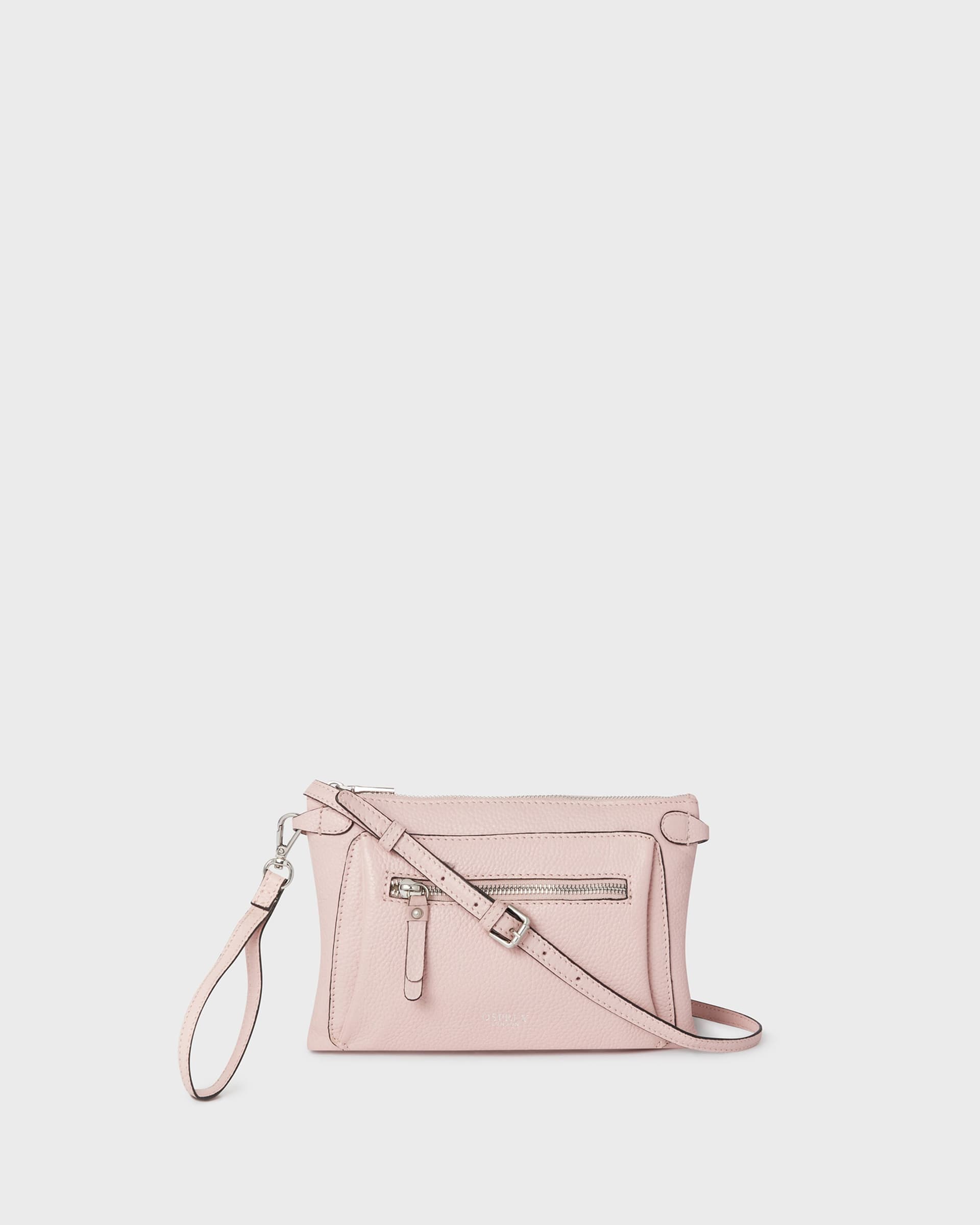 OSPREY LONDON OSPREY LONDON Light Pink Leather Crossbody Clutch Bag