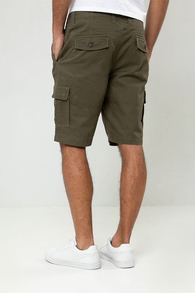 Threadbare Threadbare Men's Cotton 'Bute' Cargo Shorts in Khaki - 2