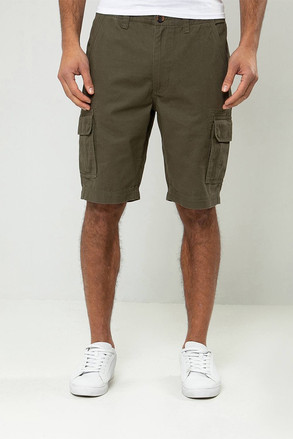 Threadbare Threadbare Men's Cotton 'Bute' Cargo Shorts in Khaki - 4