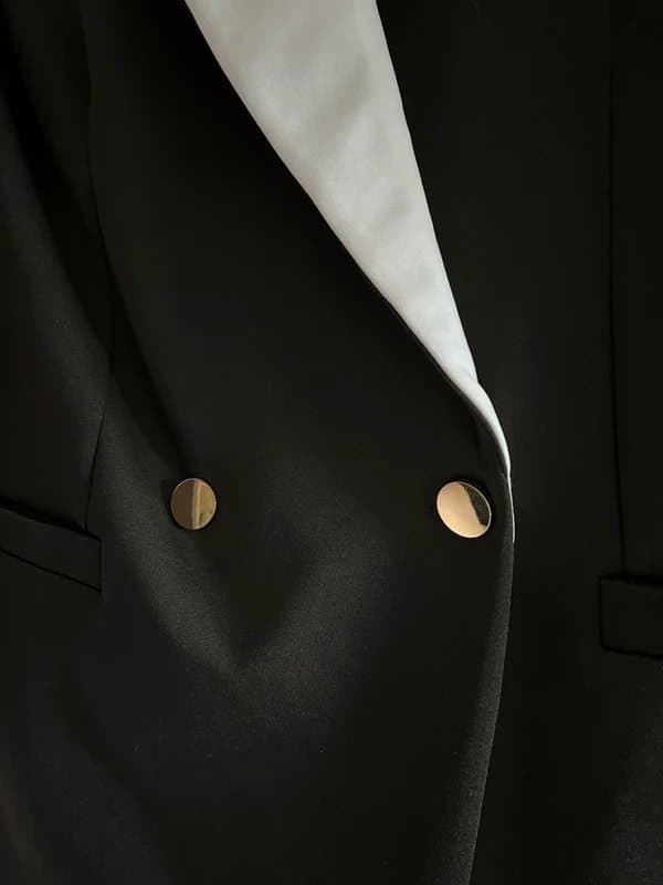 ASOS Design Black and white colour double breasted blazer / blazer dress