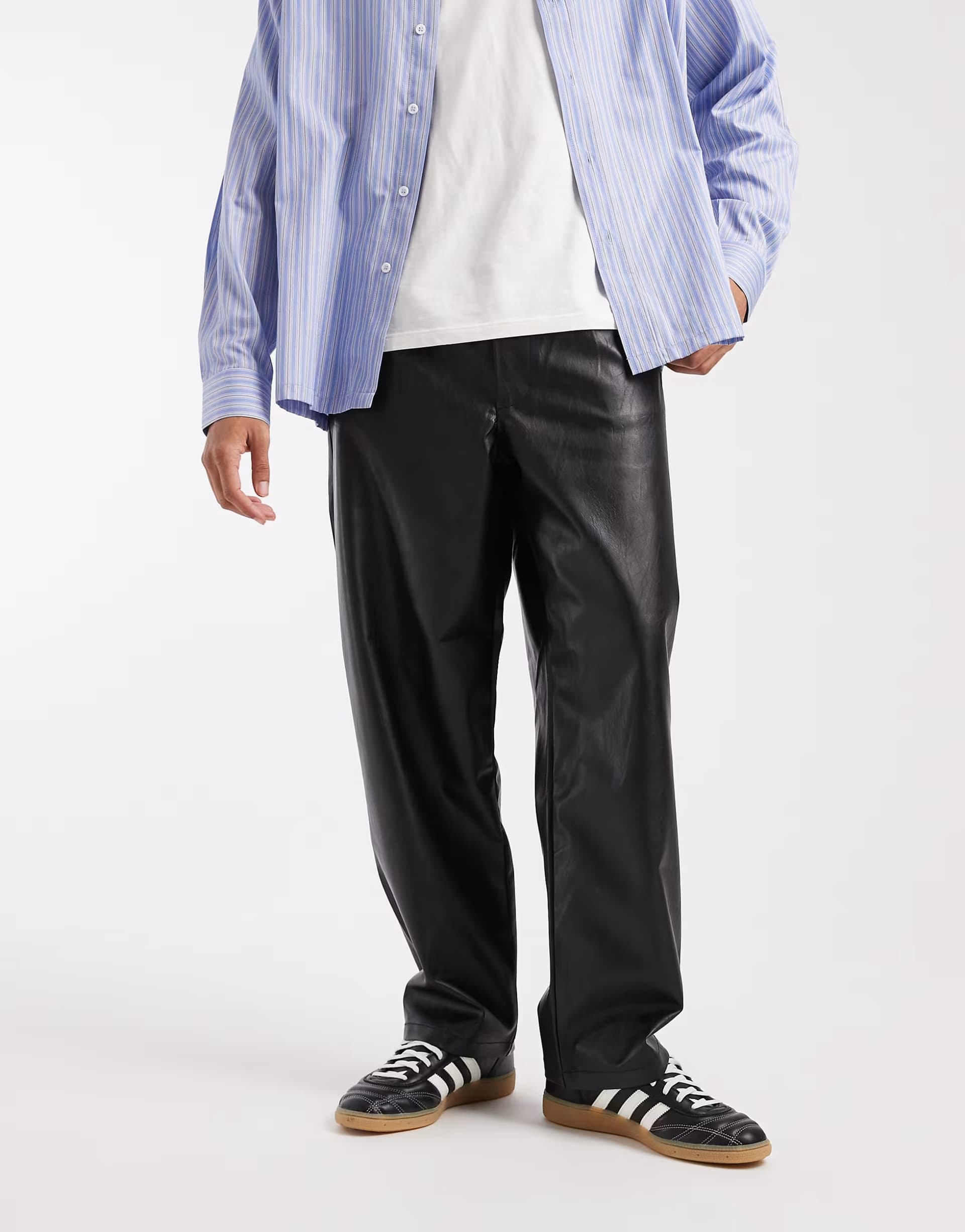 ASOS ASOS DESIGN relaxed tapered trousers in black faux leather