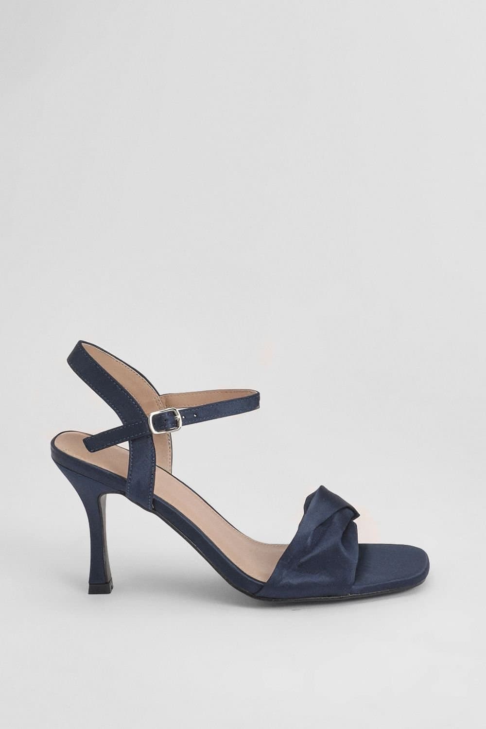 Wallis Wallis Navy Satin High Stiletto Heel Sandals