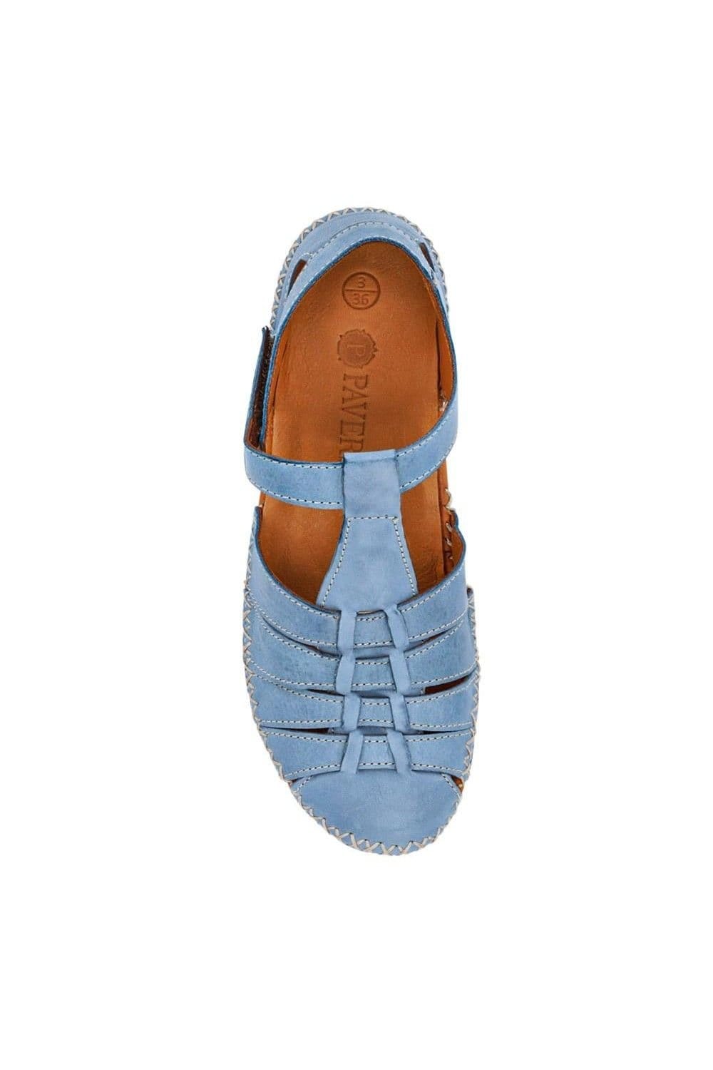Pavers Pavers Women's Leather Touch Fasten Mary Janes in Blue - 4