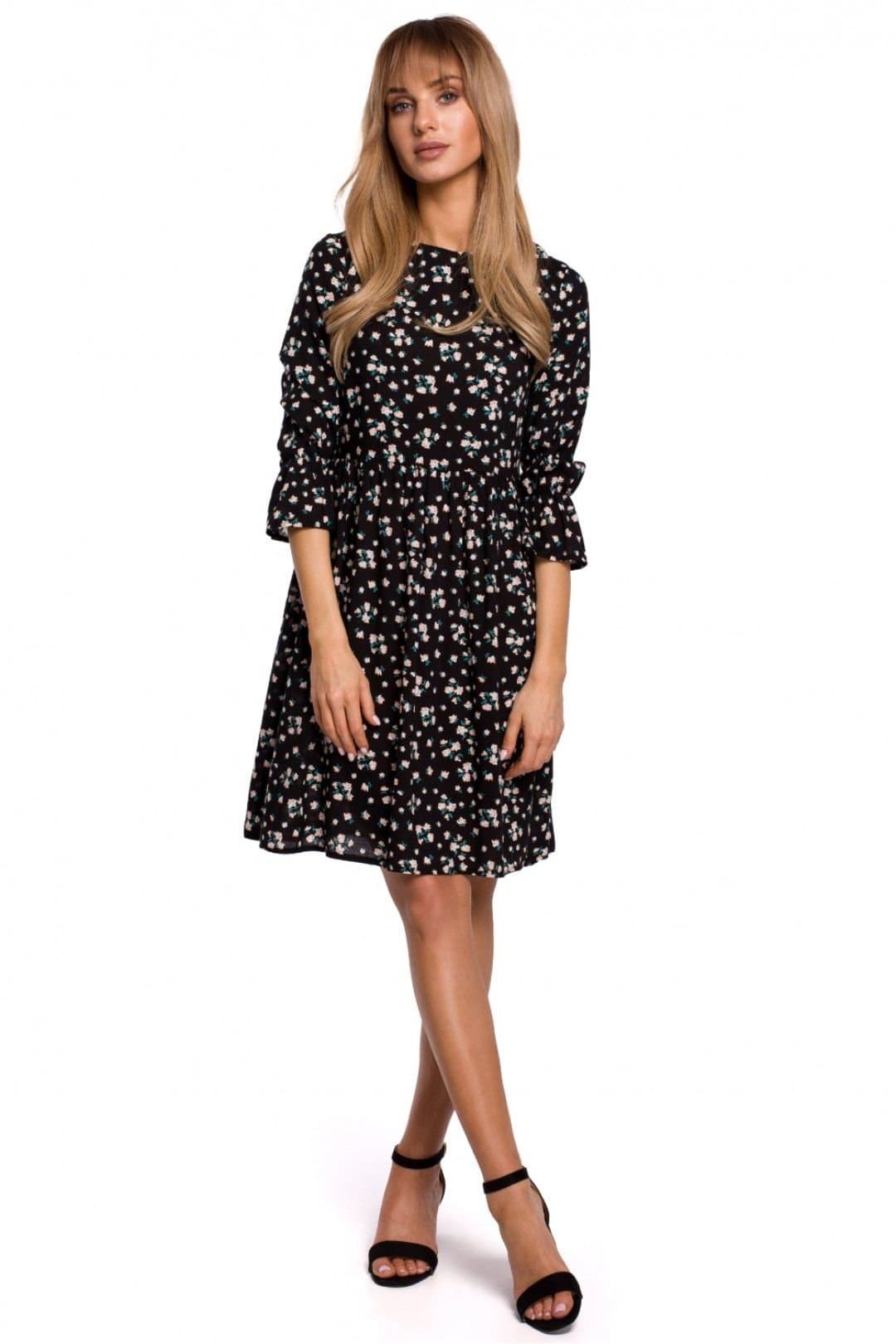 Love Lace Love Lace Women's Classic Summer Dress Elastic Frill Sleeves in Black