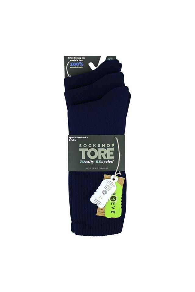 SOCKSHOP TORE SOCKSHOP TORE Men's 3 Pack Plain Crew Sport Socks - Soft Cotton Everyday Athletic Socks in Navy - 2