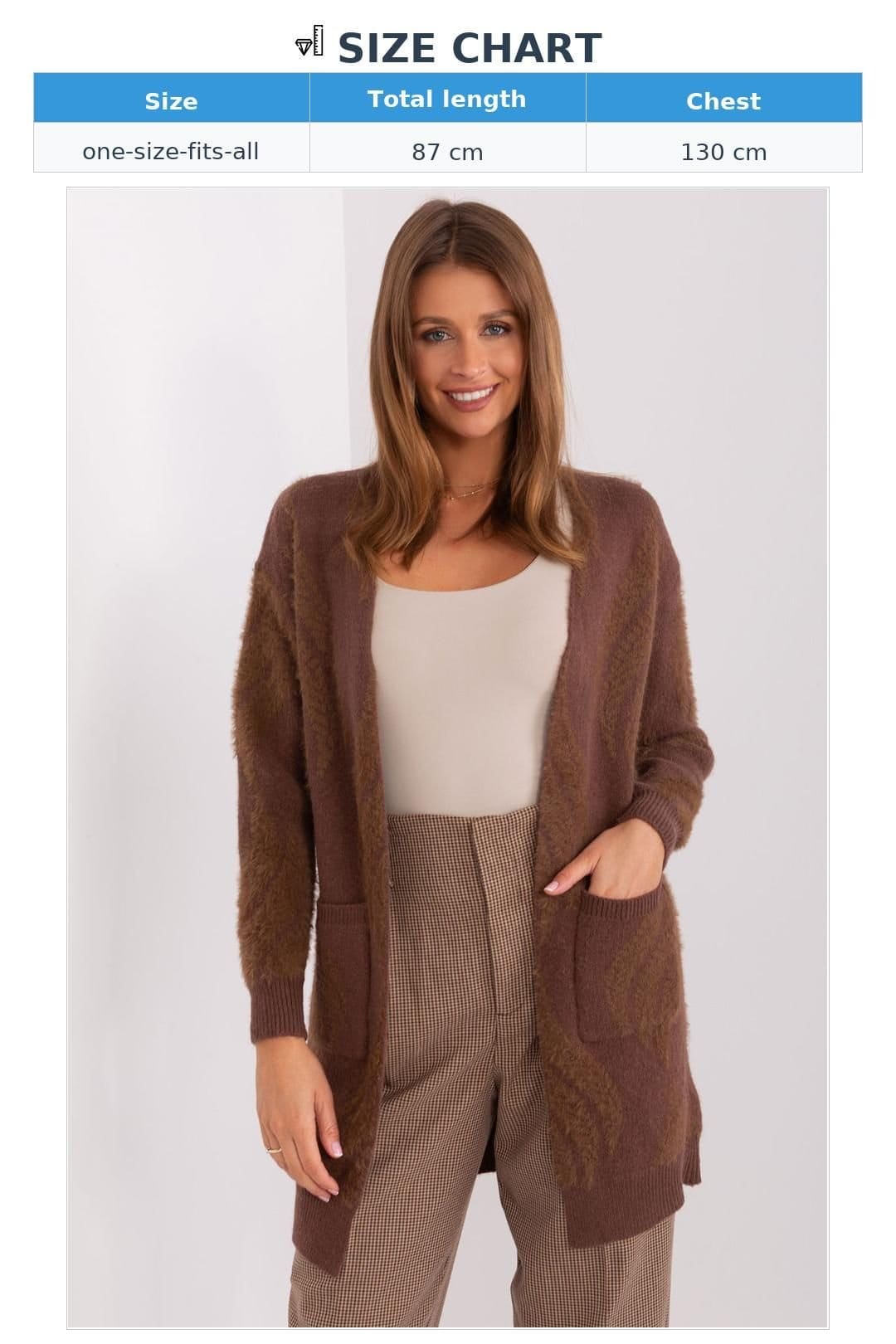 Love Lace Love Lace Women's Variegated Long Sleeve Cardigan with Pockets Style 188287 in Brown - 4