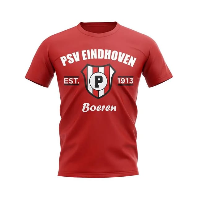 PSV Eindhoven PSV Eindhoven Men's Personalised Established Football T-Shirt in Red - 2