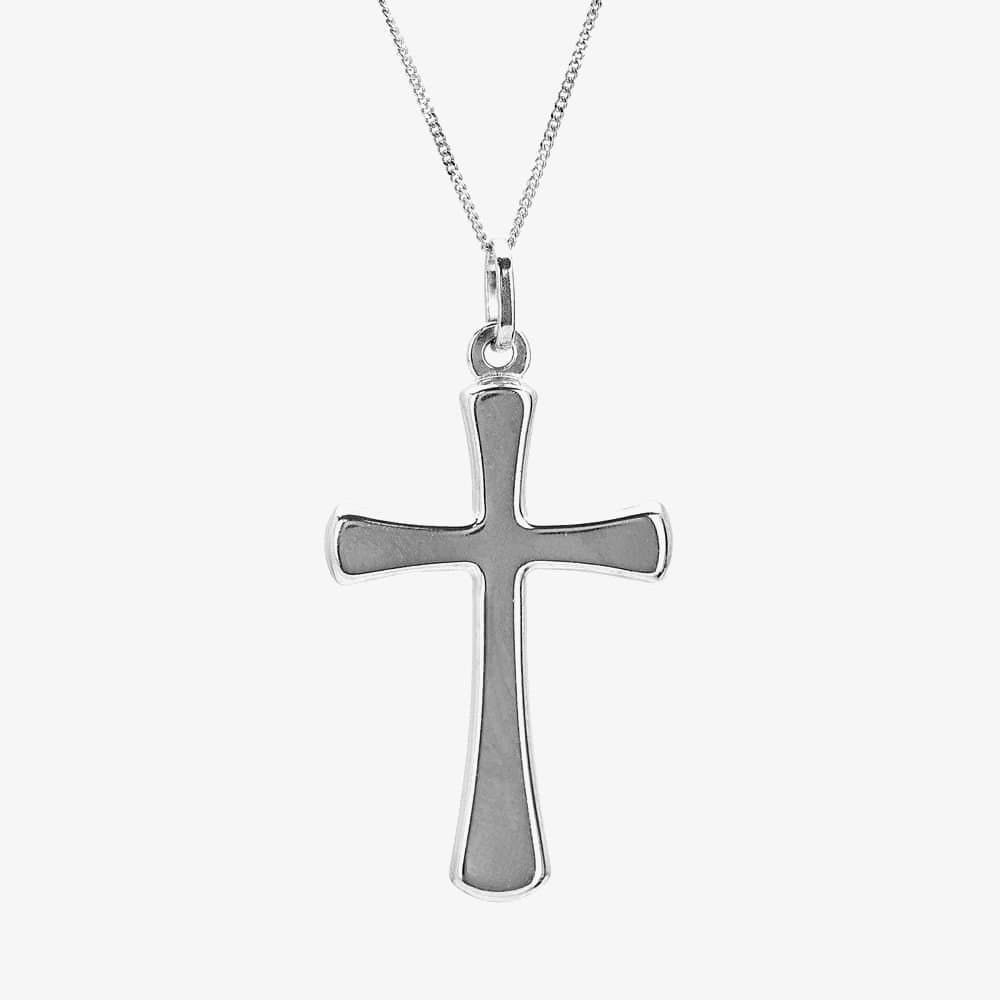 T.H.Baker T.H.Baker Women's 9ct White Gold Plain Cross Pendant 5.64.1523 in Silver