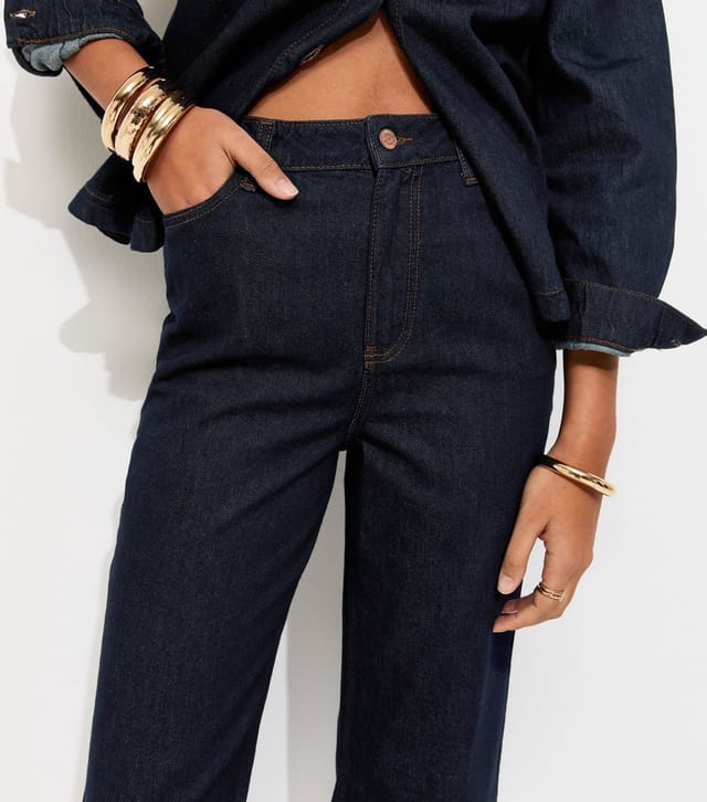 New Look Women's Navy Adalae Cropped High Waisted Wide Leg Jeans New Look - 3