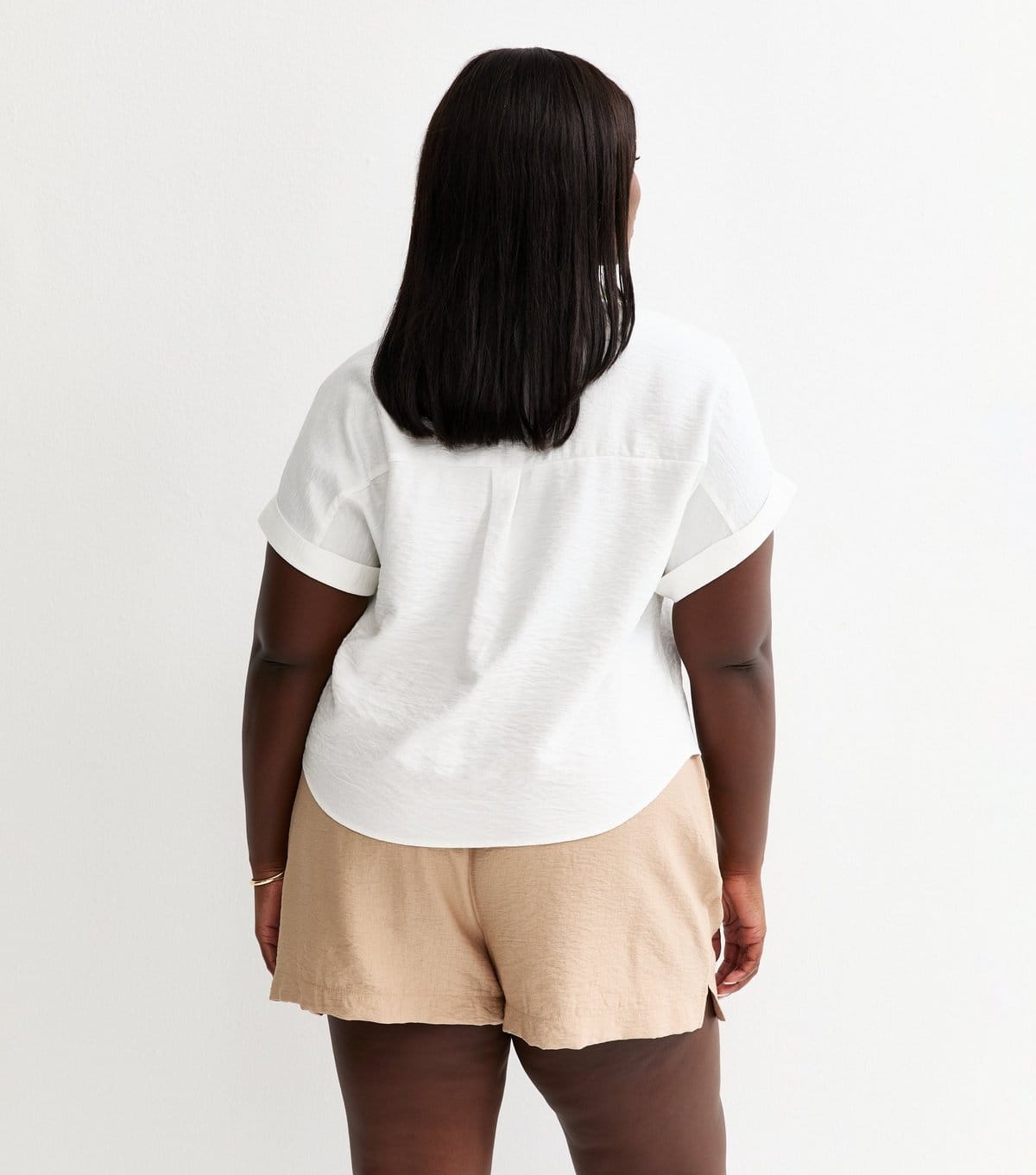 New Look Women's Plus Size White Plain Short Sleeve Shirt Curves New Look - 4