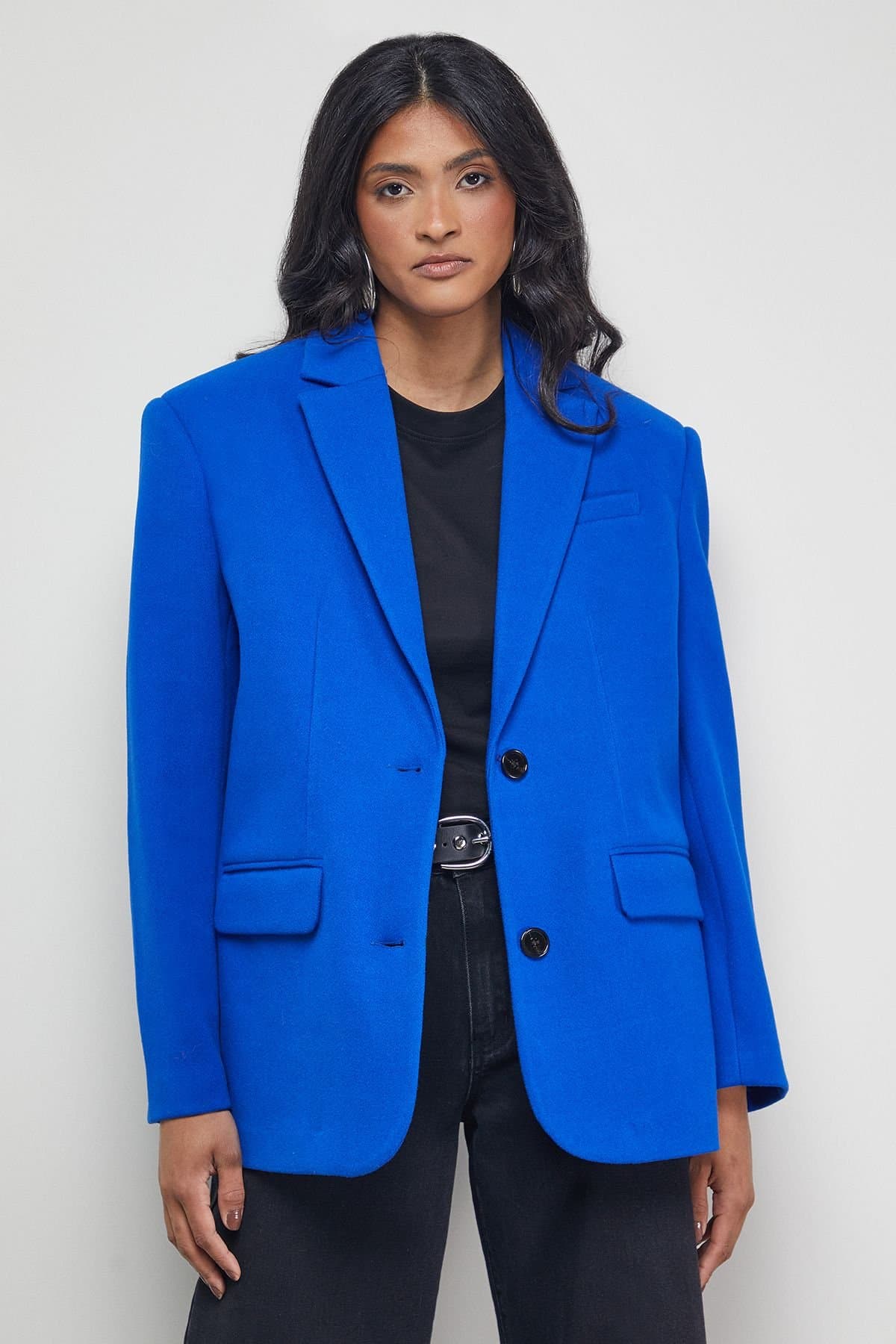 Warehouse Warehouse Women's Oversized Blazer Coat in Dark Blue