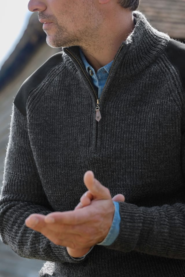 WoolOvers WoolOvers Men's Pure Wool Hill Walker Jumper in Grey - 2