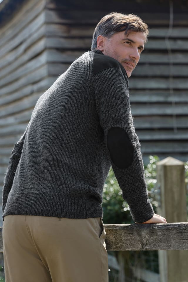 WoolOvers WoolOvers Men's Pure Wool Hill Walker Jumper in Grey - 3