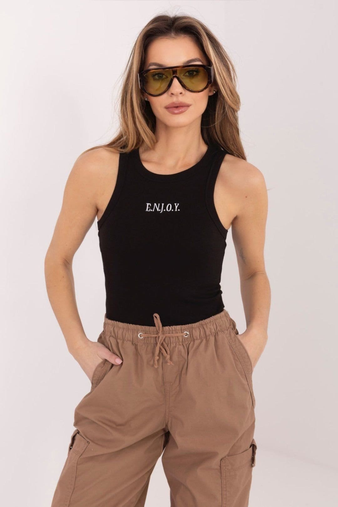 Love Lace Black Ribbed Sleeveless Top