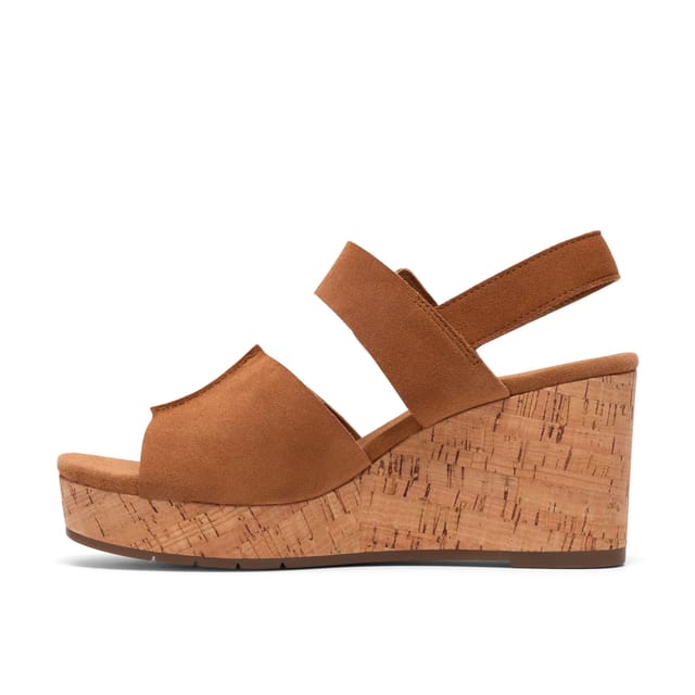 Clarks Clarks Women's Sabina Dream Tan Suede Wedge Sandals in Brown - 2