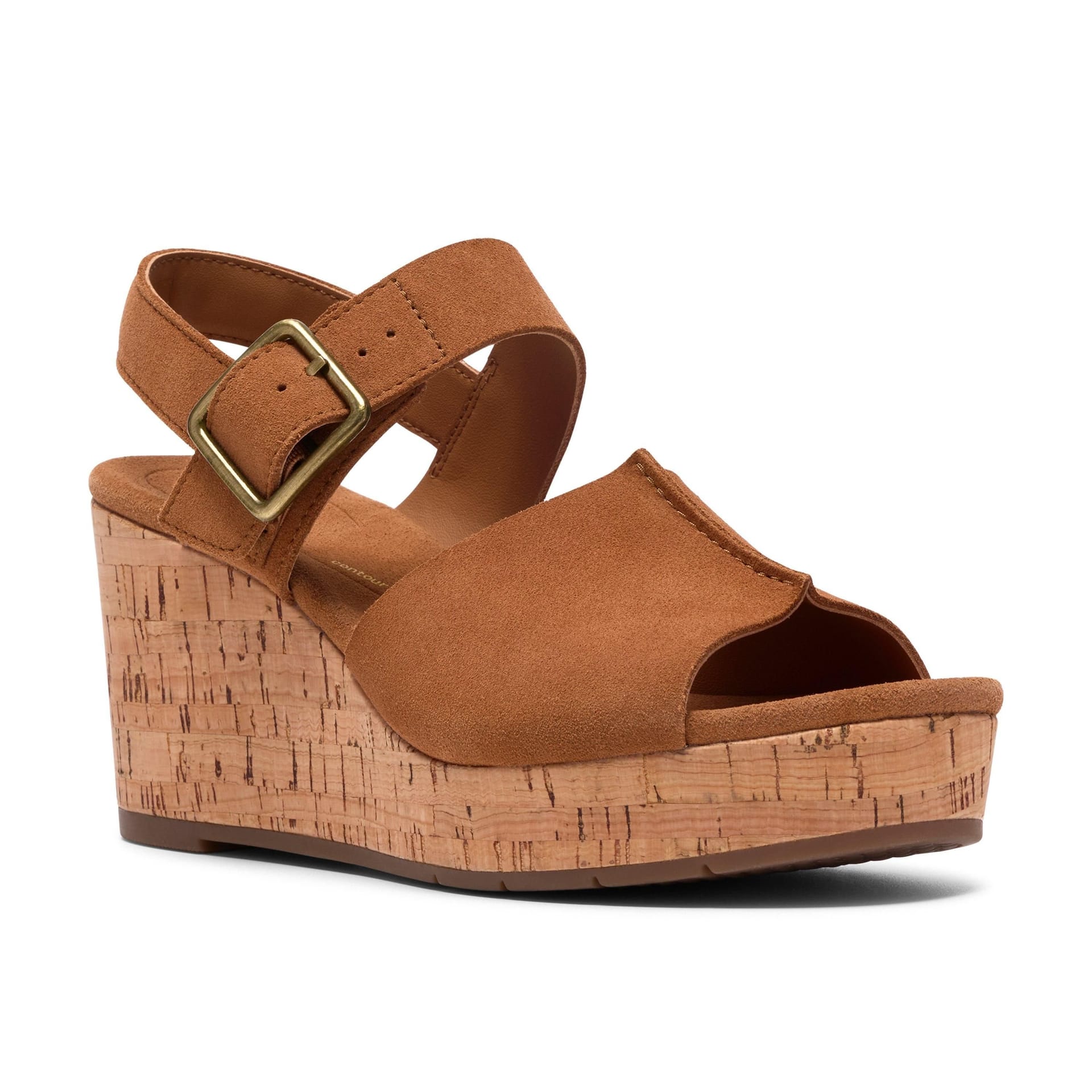 Clarks Clarks Women's Sabina Dream Tan Suede Wedge Sandals in Brown - 4