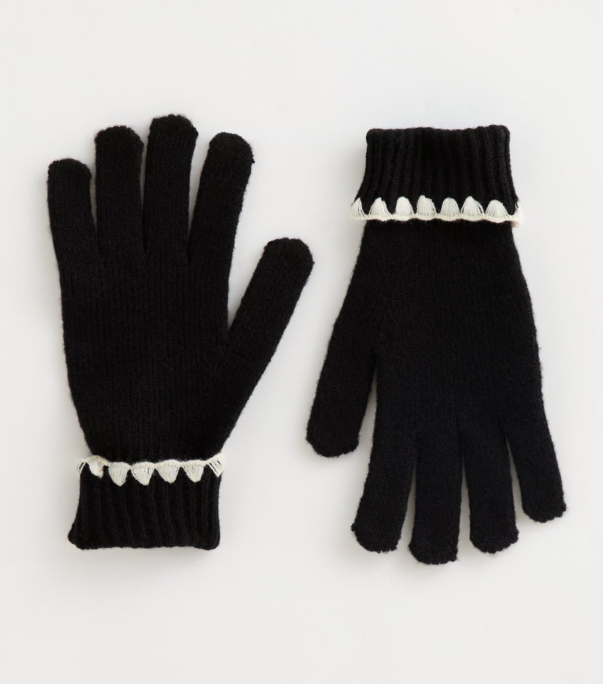 New Look New Look Black Contrast Whipstitch Gloves