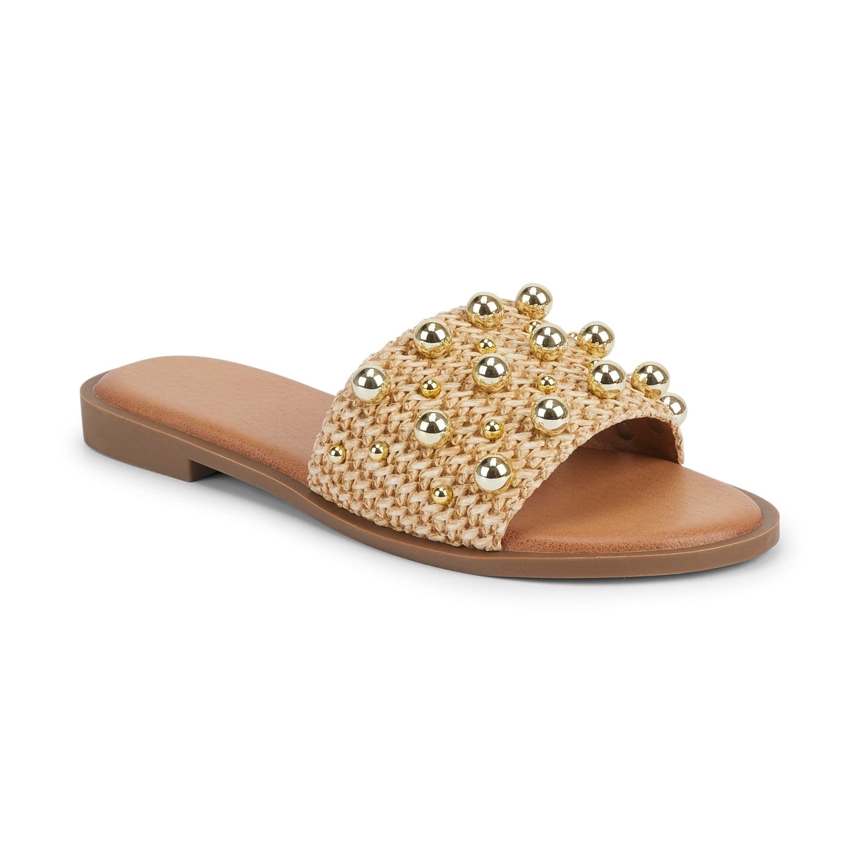 Truffle Collection Truffle Collection Women's Flat Open Toe Sandals Slip On Textile Summer Shoes in Beige - 4