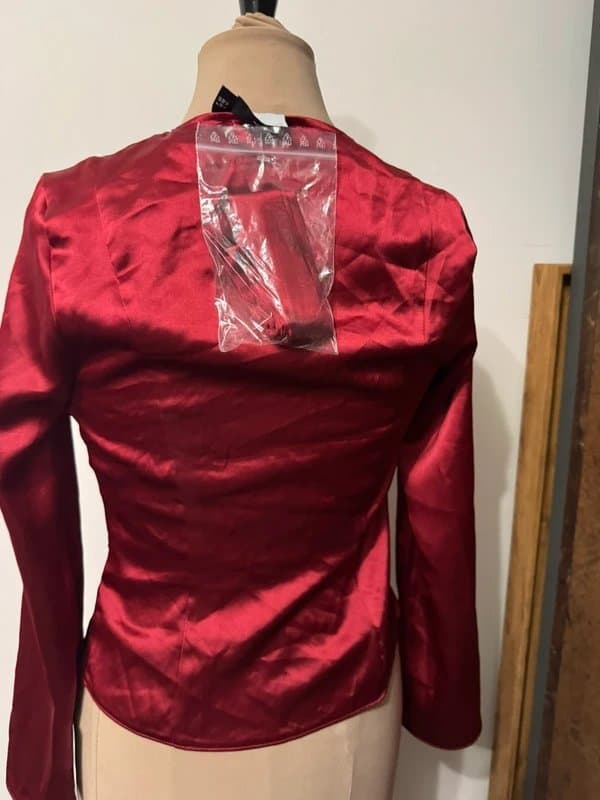 ASOS Design red long sleeve wrap top satin silky scarf size 8