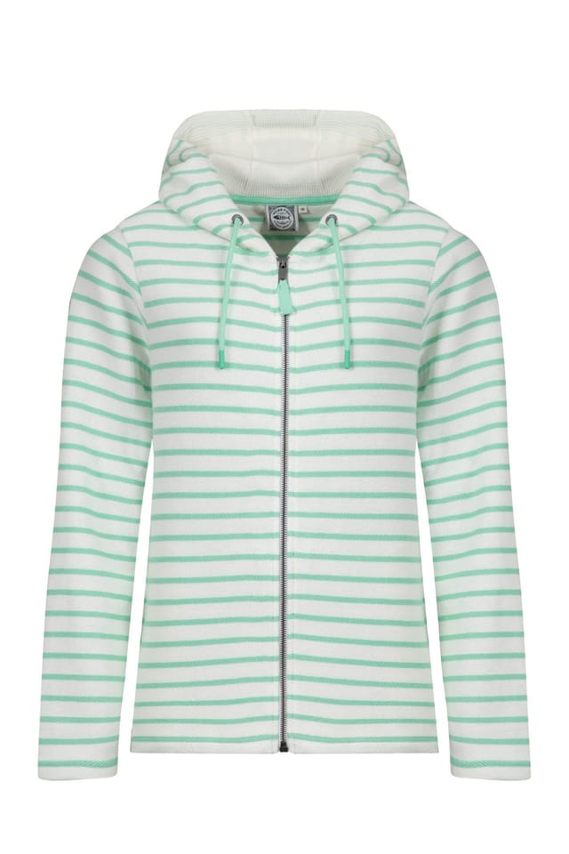 Weird Fish Weird Fish Women's Catalina Striped Full Zip Hoodie in Light Green - 2