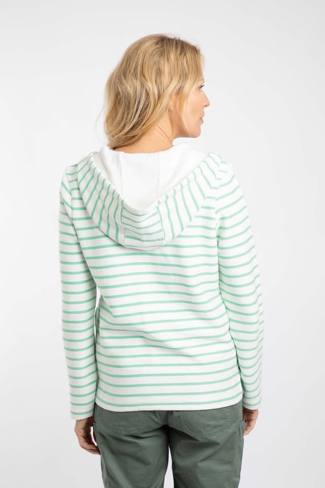 Weird Fish Weird Fish Women's Catalina Striped Full Zip Hoodie in Light Green - 3