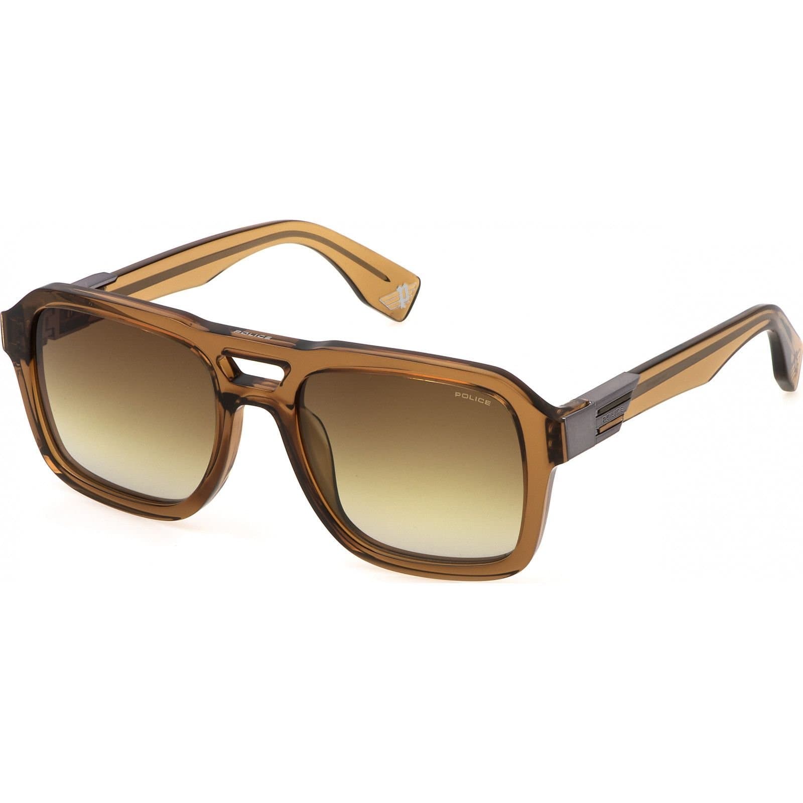 Police Police Men's SPLN65V-550805 Square/Rectangle Sunglasses in Brown