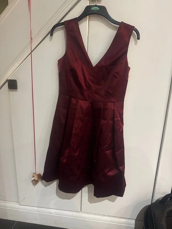 Next Burgundy Satin Knee Length Dress Size 10