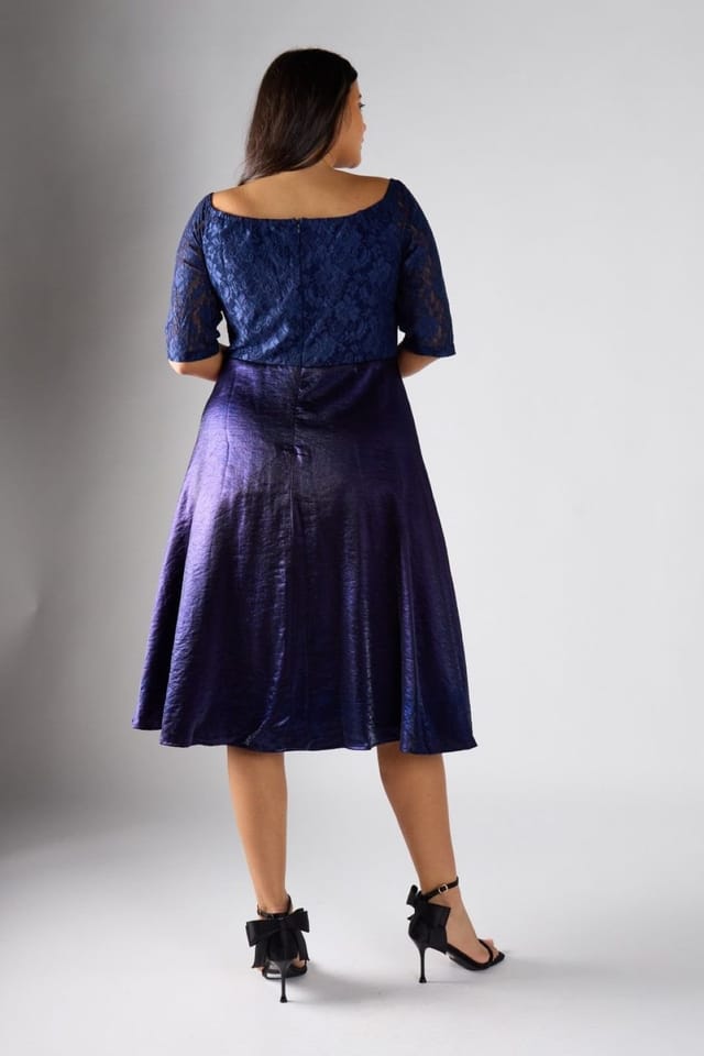 Shnoo Shnoo Women's Lace & Shimmer Midi Dress in Navy - 2